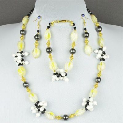 Авторские бусы Муранское стекло, хрусталь, гематит "Карамельки" арт.ВАС-1133