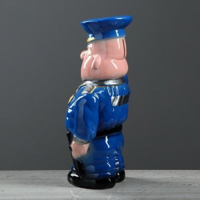 Копилка "Полиция", синий цвет, глянец, керамика, 30 см