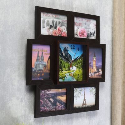 Часы-фоторамка "Горная река" на 6 фото 10х15 см