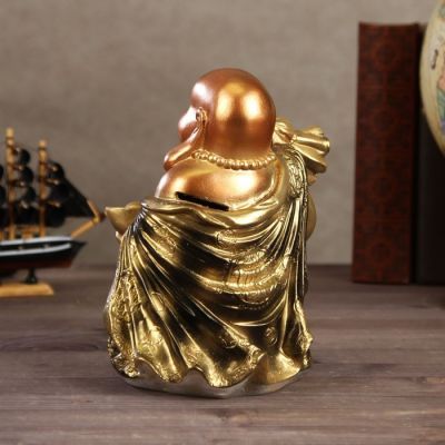 Копилка "Хотэй с мешком", глянец, бронзовый цвет, 20 см, микс