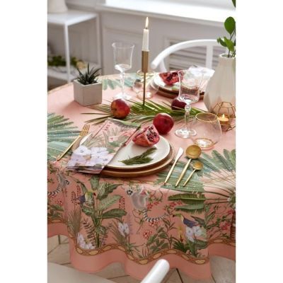 Скатерть "Этель" Tropical animals d=150см +/- 3см, 100% хл, саржа 190 гр/м2