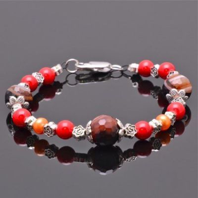 Браслет  Агат, жемчуг "Капрелья" арт.КАП-1221