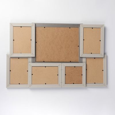 Фоторамка пластик на 6 фото 10х10, 10х15 см зеркало 19х24 см "Синяя с прожилками" 37х58 см