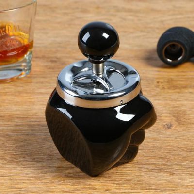 Пепельница бездымная "Кулак", 8х13 см, чёрная