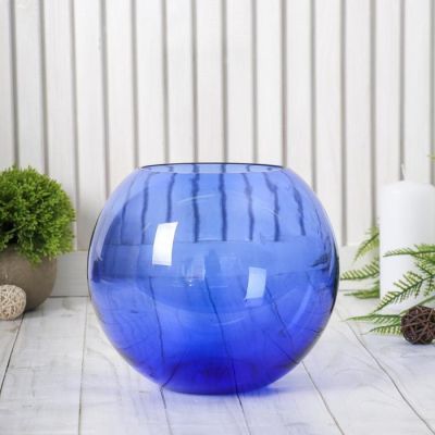 Ваза "Шар" d=9см, h=160х180мм. из синего стекла (без декора)