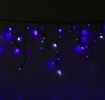 Гирлянда уличная УМС "Бахрома" (Ш:3 м, В:0,6 м, Т.Н., нить темная, сине-белый)