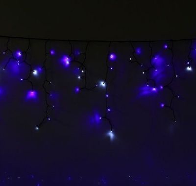 Гирлянда уличная УМС "Бахрома" (Ш:3 м, В:0,6 м, Т.Н., нить темная, сине-белый)