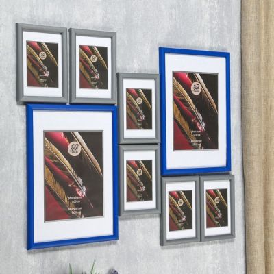 Набор фоторамок пластик FOTEX VIP 10х15, 21х30 см (синий, серебро) 8 шт