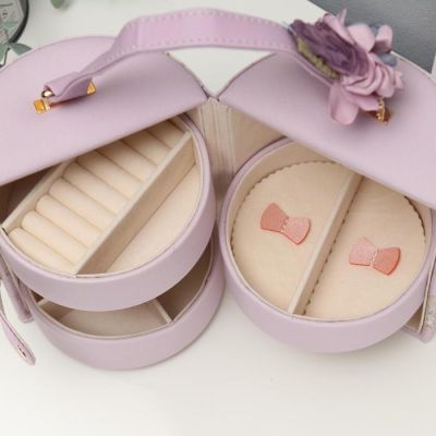 Шкатулка кожзам для украшений "Яблоневый цвет" сиреневая 14х17х14 см