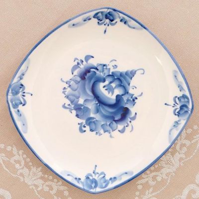 Тарелка "Ноктюрн", 21 см, гжель, фарфор, 2с