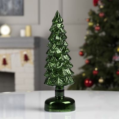 Светодиодная фигура «Зелёная ёлка» 9 × 29 × 9 см, стекло, батарейки АААх3 (не в комплекте), свечение тёплое белое