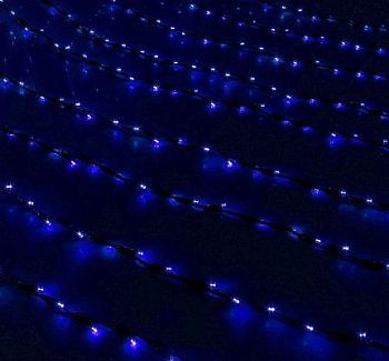 Гирлянда "Дождь" уличная (УМС, Ш:2 м, В:3 м, нить темная, синий)