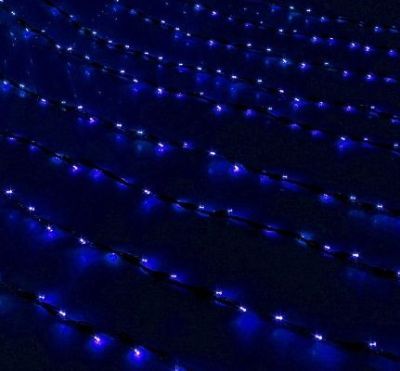 Гирлянда "Дождь" уличная (УМС, Ш:2 м, В:3 м, нить темная, синий)