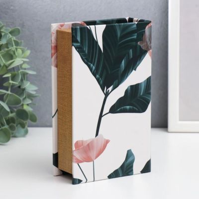 Сейф-книга дерево кожзам "Полупрозрачный мак" 17х11х5 см