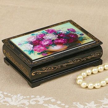 Шкатулка «Цветы», 8×10 см, лаковая миниатюра