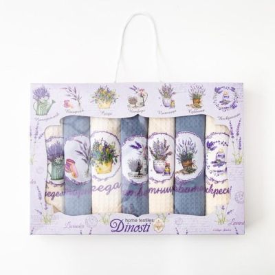 Набор вафельных полотенец Лаванда 33х60 см, 100% хл, 7 шт