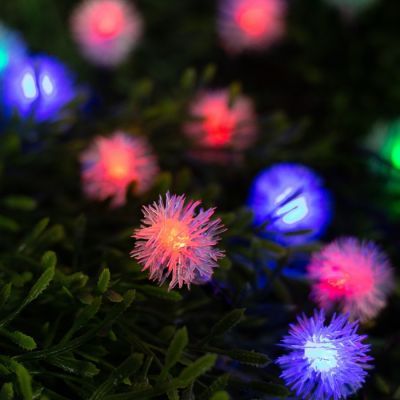 Гирлянда «Нить» 4.5 м с насадками «Ёжики», IP44, тёмная нить, 30 LED, свечение красное/синее/зелёное, 2 режима, солнечная батарея