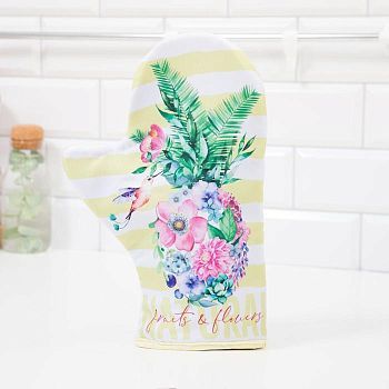 Варежка-прихватка "Цветущий ананас" 20х28см,35% х/л,65% п/э,ватин 250г/м2