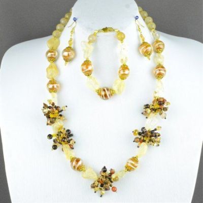 Комплект Тигровый глаз, цитрин, сардоникс  "Сюзанна" арт.ДЕВ-1020