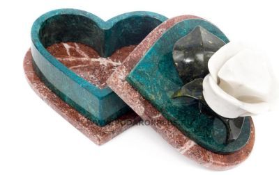 Шкатулка "Роза" малая камень змеевик, мрамор №8