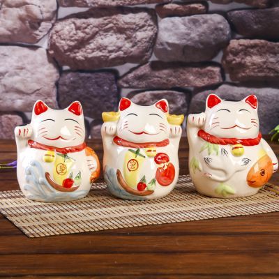 Сувенир кот копилка керамика "Манэки-нэко с рисунком на животе" МИКС 16х13х12,5 см