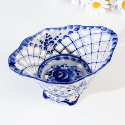 Конфетница «Ландыш», 18×12,5×9,5 см, гжель