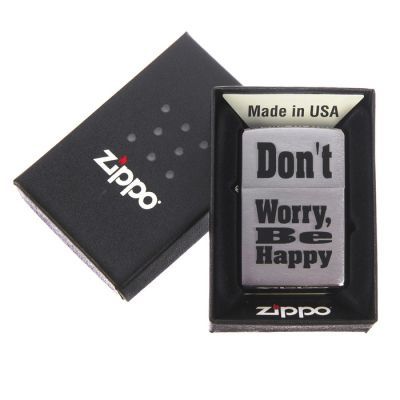 Зажигалка ZIPPO 200 Don`t Worry с покрытием Brushed Chrome