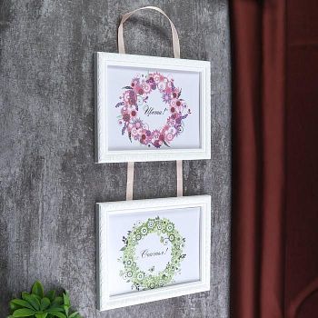 Фоторамка двойная на тесьме L-2 15х21 см, белый, с небьющимся стеклом