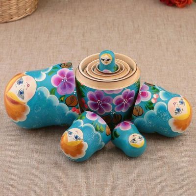 Матрёшка «Фиалки», голубое платье, 5 кукольная, 18 см