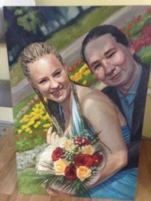 Портрет маслом по Вашей фотографии №2 (на заказ, 2 лица) (30х40см)