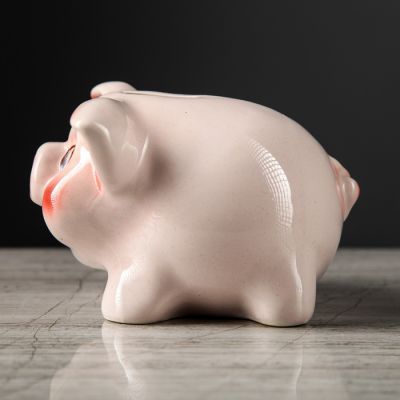 Копилка "Хрюша", глазурь, розовый цвет, 11 см