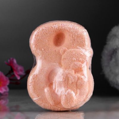 Шипучая бомбочка "С 8 марта с мишкой" с ароматом персика, оранжевая