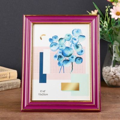 Фоторамка пластик 15х20 см "Фиолетовая с тремя золотыми полосами" 24х19х1,2 см