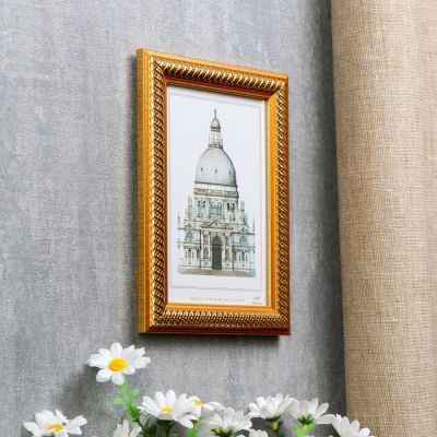 Фоторамка пластик 10х15 см "Золотые витки на карамельном" 18х13х1 см