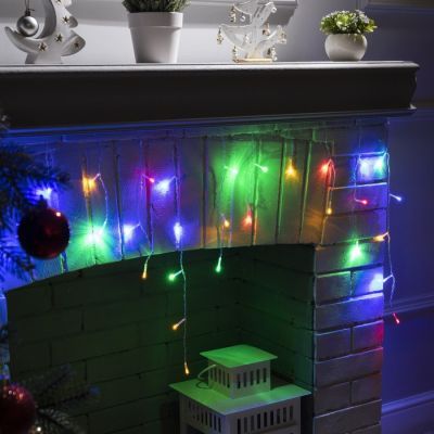 Гирлянда «Бахрома» 3 × 0.5 м, IP20, прозрачная нить, 80 LED, свечение мульти, 8 режимов, 220 В