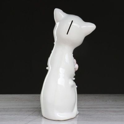 Копилка "Алиса" лепка, глянец, белая, 28 см, микс