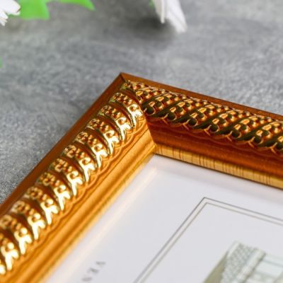 Фоторамка пластик 15х20 см "Золотые витки на карамельном" 22,8х17,8х1 см