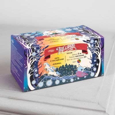 Гирлянда «Нить» 5 м с насадками «Ёжики», IP20, прозрачная нить, 20 LED, свечение мульти (RG/RB), мигание, 220 В