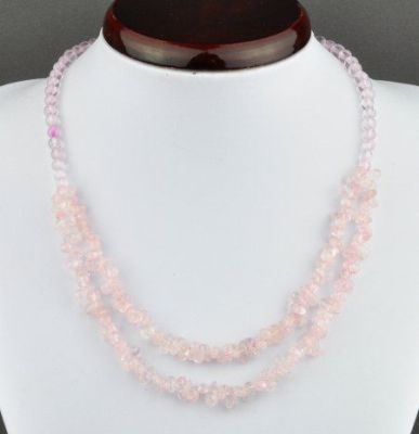 Колье Кварц Розовый  "Облепиха" арт.П2819