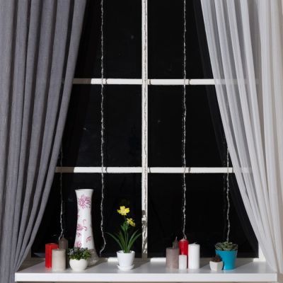 Гирлянда «Водопад» 2 × 1.5 м, IP20, прозрачная нить, 400 LED, свечение жёлтое, 8 режимов, 220 В