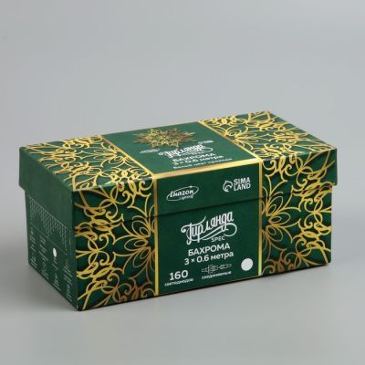 Гирлянда «Бахрома» 3 × 0.6 м, IP44, УМС, белая нить, 160 LED, свечение белое, 220 В