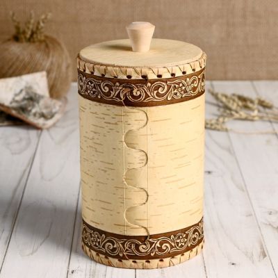 Туес «Маки», 10х17 см, береста