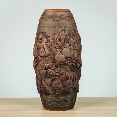 Ваза настольная "Деревня", лепка, 37 см, микс