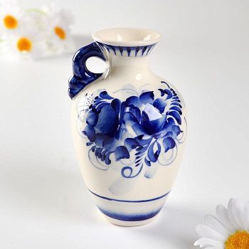 Вазочка №4 фарфор, гжель, 11x6,5 см