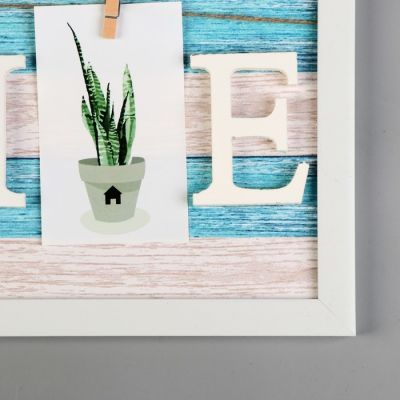 Фоторамка пластик на 3 фото 9х13 см "Бело-голубые доски - Дом" 22х62 см