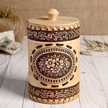 Туес «Полянка»,10х15 см, береста