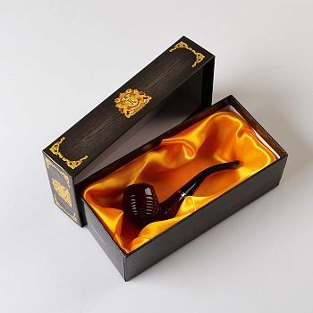 Трубка классическая, ребристая, пластик, коричневая 12х3.5х6 см