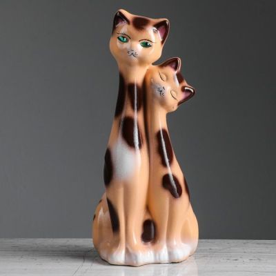 Копилка "Коты близнецы", покрытие лак, бежевая, 34 см