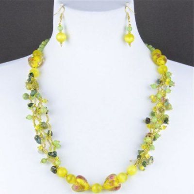 Комплект Яшма, оникс, кошачий глаз, бисер "Кайрос" арт. ДЕВ-1452