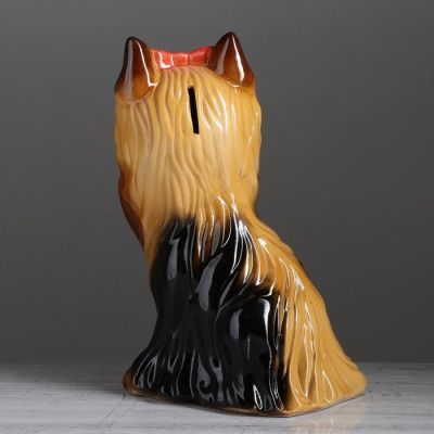 Копилка "Терьер", глазурь, коричневый цвет, 30 см